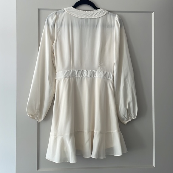 Lulu’s Cream Long Sleeve Faux-Wrap Mini Dress, size SM - Picture 7 of 7